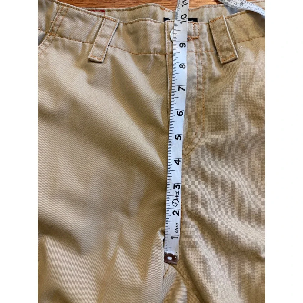 True Religion Mens Khaki Cargo Pants Tan Wide Leg Y2K Horseshoe Logo Size 28